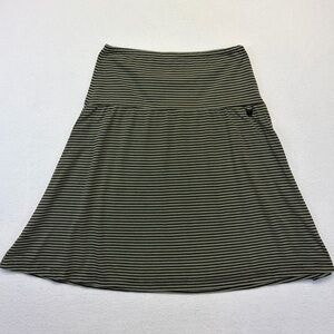 SkunkFunk Women’s Skirt Pull-on Stretch Jersey Travel Stripe Green Black A-line